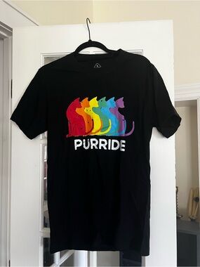 PURRIDE Rainbow Cats Graphic T-Shirt - Black